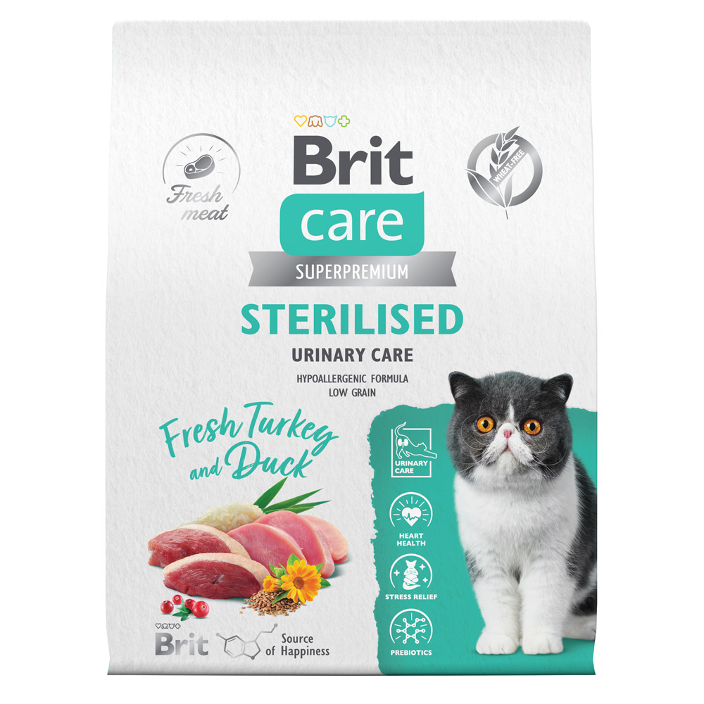 

Brit Urinary Care Cухой корм для стерилизованных кошек, с индейкой и уткой, 7 кг