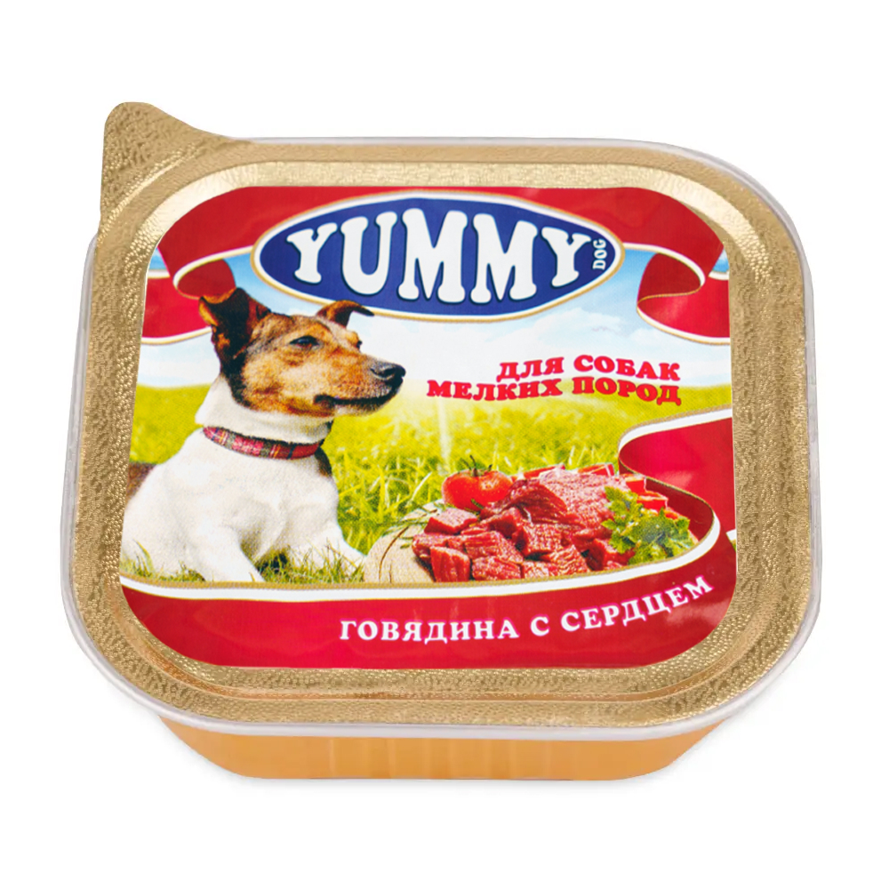 Yummy Влажный корм консервы для собак мелких пород с говядиной и сердцем 100 гр 77₽
