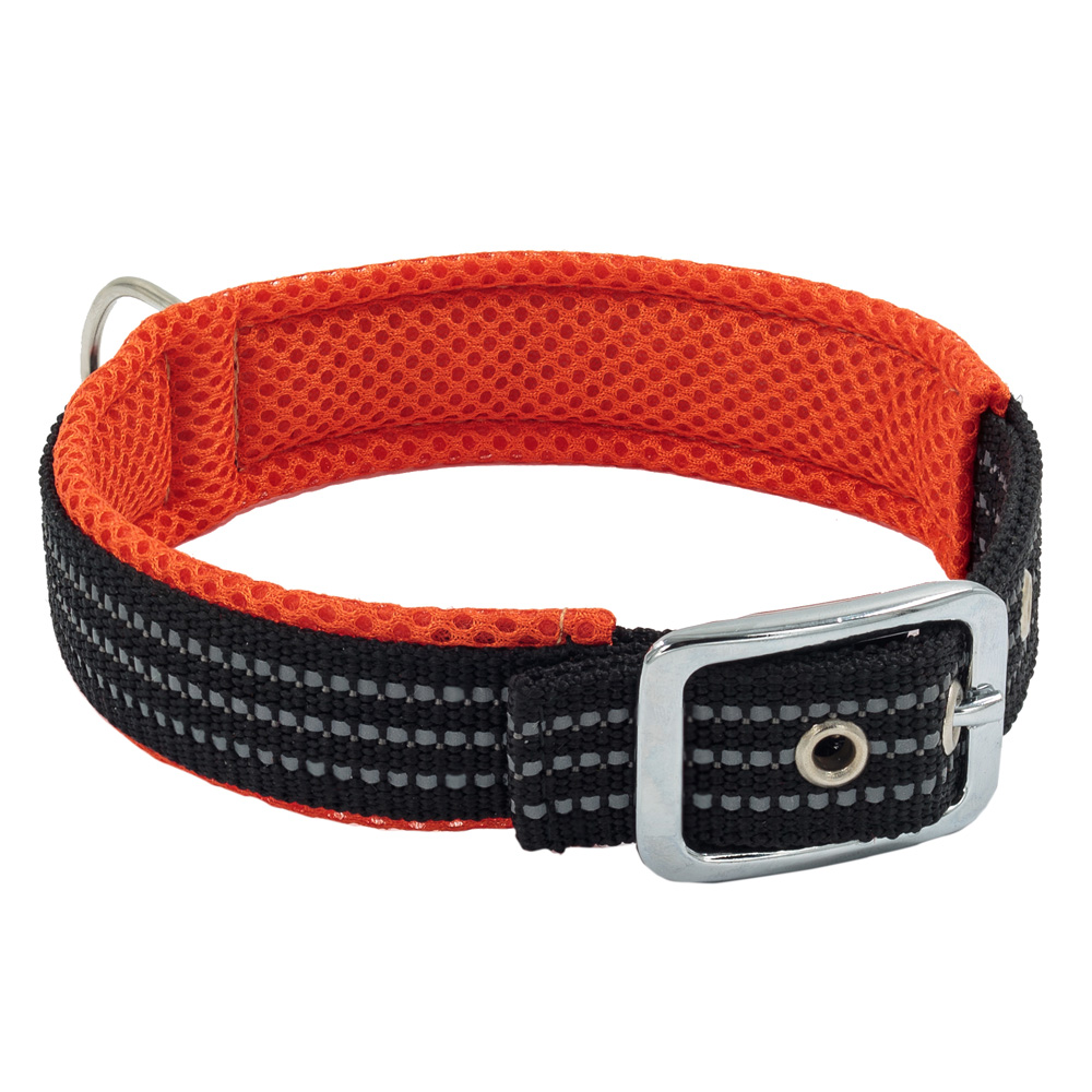 Каскад Ошейник нейлоновый с мягкой подкладкой для собак обхват шеи 39-45 см 25 мм оранжевый 495₽